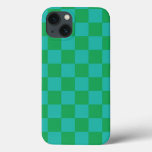 Funda Para iPhone 13 Patrón de Gingham de Green Blue Checkered