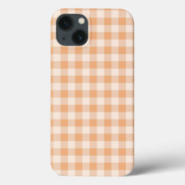 Funda Para iPhone 13 Patrón de Gingham de Peach White Checkered