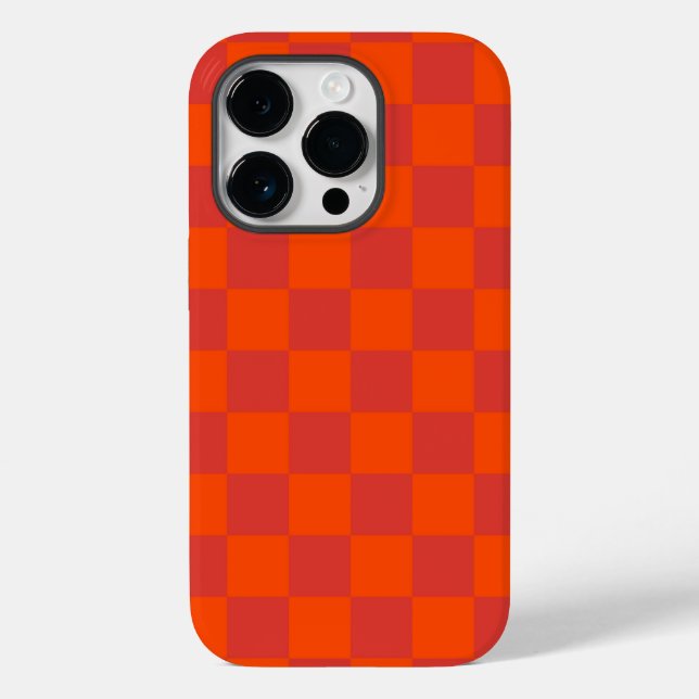 Funda De Case-Mate Para iPhone Patrón de Gingham de Red Checkered naranja (Reverso )