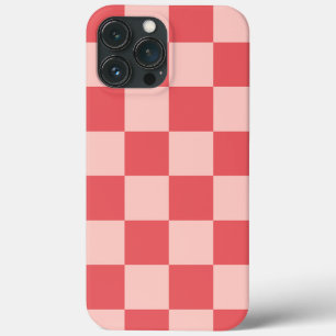 Funda Para iPhone 13 Pro Max Patrón de Gingham de Red Checkered Rosa