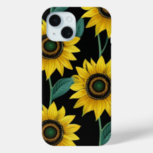 Funda Para iPhone 15 Patrón de girasol amarillo lindo