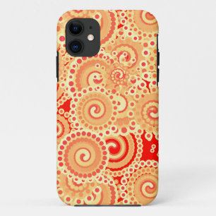 Funda Para iPhone 11 Patrón de giro fractal, tonos de naranja de coral