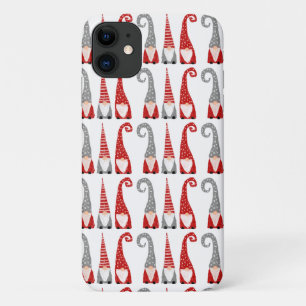 Funda Para iPhone 11 Patrón de Gnomo de Navidad Sueco Rojo Blanco Gris