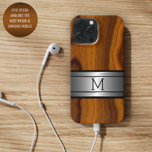 Funda Para iPhone 15 Pro Max Patrón de grano de madera de moda moderno Metaliza