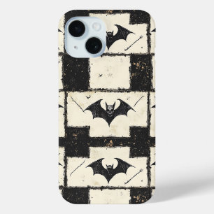 Funda Para iPhone 15 Patrón de Halloween Grunge de Murciélago Gótico