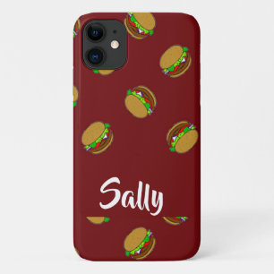 Funda Para iPhone 11 Patrón de Hamburguesa sobre el marrón