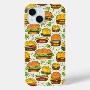 Funda Para iPhone 15 Patrón de Hamburguesas Cutas