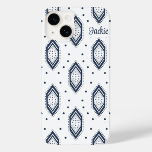 Funda Para iPhone 14 De Case-Mate Patrón de hexágono azul blanco y naval
