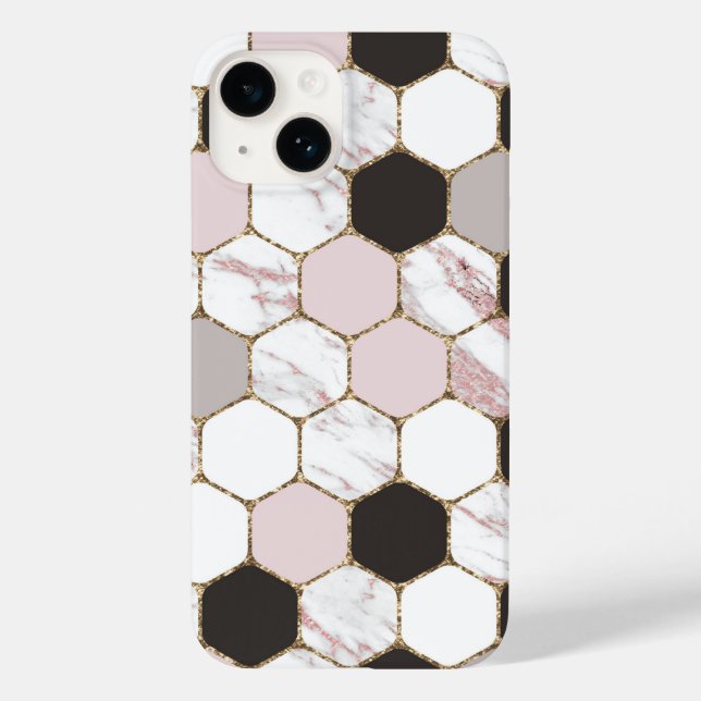 Funda De Case-Mate Para iPhone Patrón de hexágono de mármol geométrico moderno (Reverso )