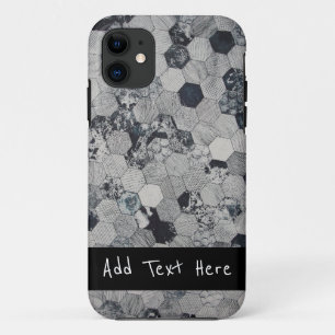 Funda Para iPhone 11 Patrón de hexágono geométrico, blanco y negro