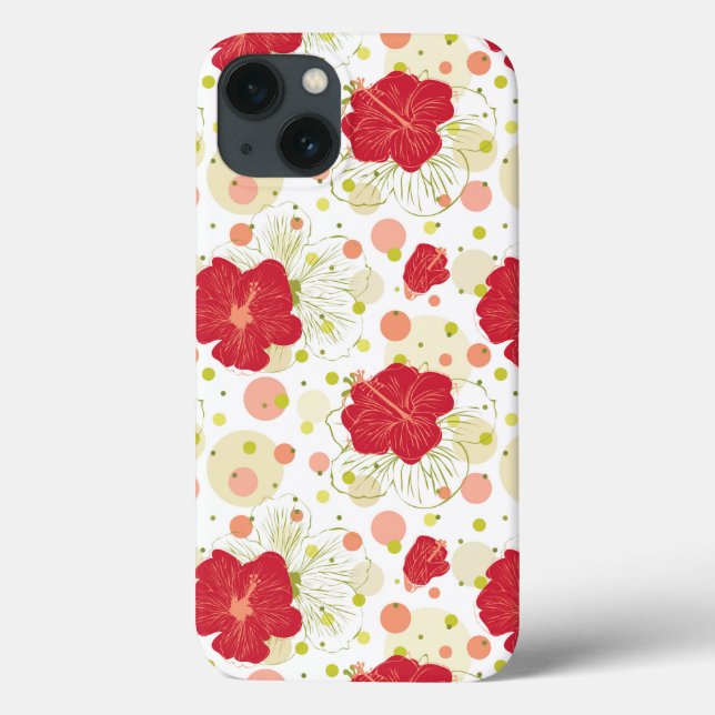 Funda De Case-Mate Para iPhone Patrón de hibiscus dibujado a mano (Reverso)