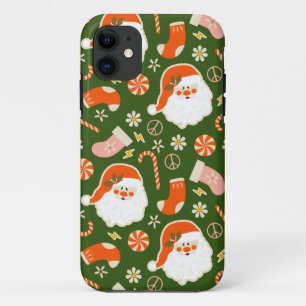 Funda Para iPhone 11 Patrón de hippy Santa y de caramelo