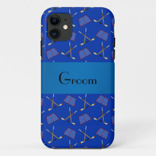 Funda Para iPhone 11 Patrón de hockey azul de los regalos de Groom