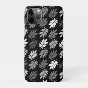 Funda Para iPhone 11 Pro Patrón de hoja de anciano negro blanco gris