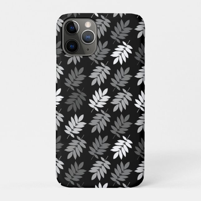 Funda De Case-Mate Para iPhone Patrón de hoja de anciano negro blanco gris (Reverso)