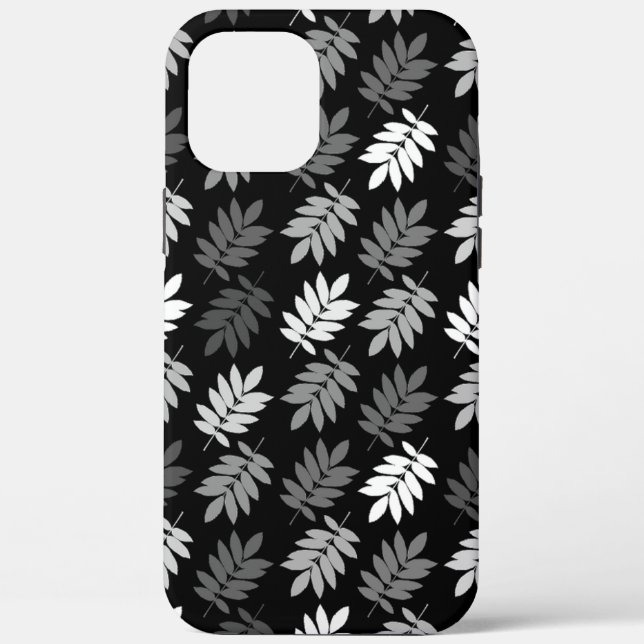 Funda De Case-Mate Para iPhone Patrón de hoja de anciano negro blanco gris (Reverso )