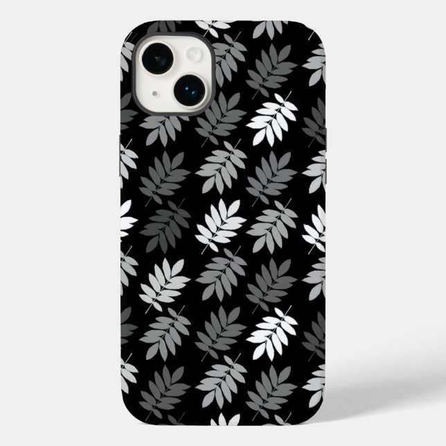 Funda De Case-Mate Para iPhone Patrón de hoja de anciano negro blanco gris (Reverso )
