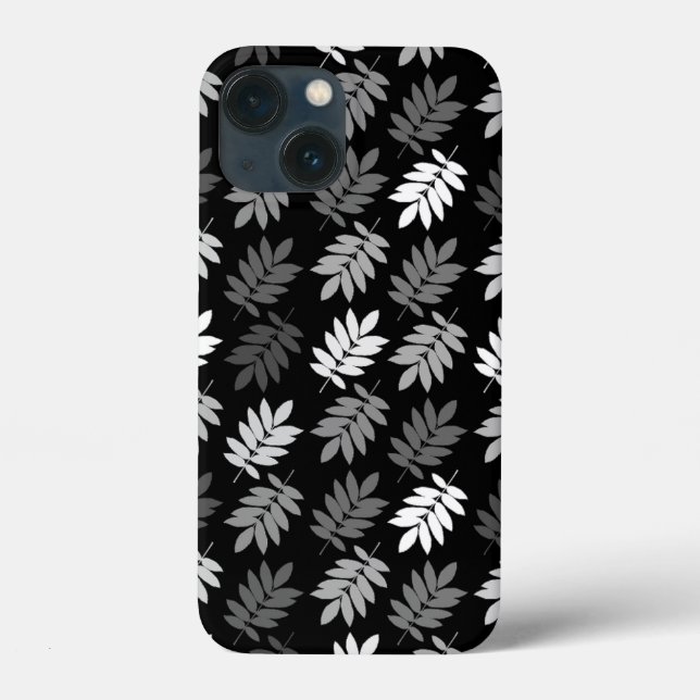 Funda De Case-Mate Para iPhone Patrón de hoja de anciano negro blanco gris (Reverso )