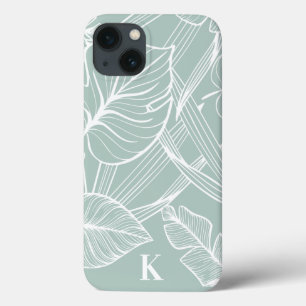Funda Para iPhone 13 Patrón de hoja de palma tropical verde