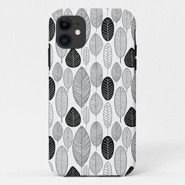 Funda De Case-Mate Para iPhone Patrón de hoja - Negro sobre blanco (Reverso)