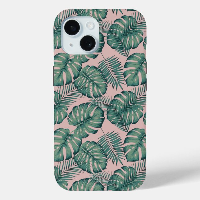 Funda De Case-Mate Para iPhone Patrón de hoja tropical (Reverso )