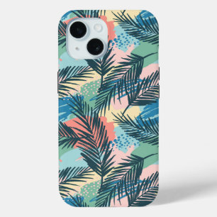 Funda Para iPhone 15 Patrón de hoja tropical pastoral