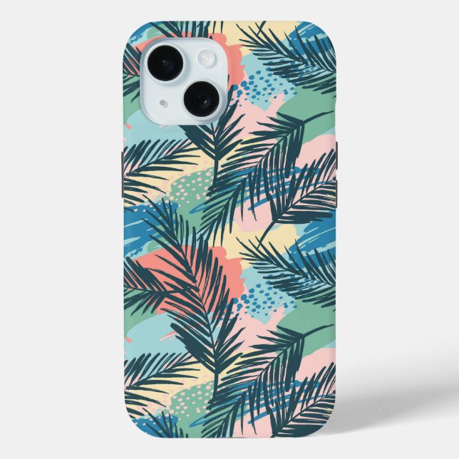 Funda De Case-Mate Para iPhone Patrón de hoja tropical pastoral (Reverso )