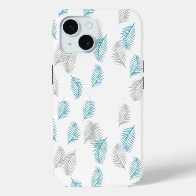 Funda De Case-Mate Para iPhone Patrón de hojas azules y grises (Reverso )