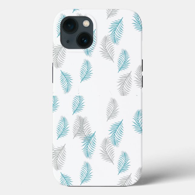 Funda De Case-Mate Para iPhone Patrón de hojas azules y grises (Reverso )