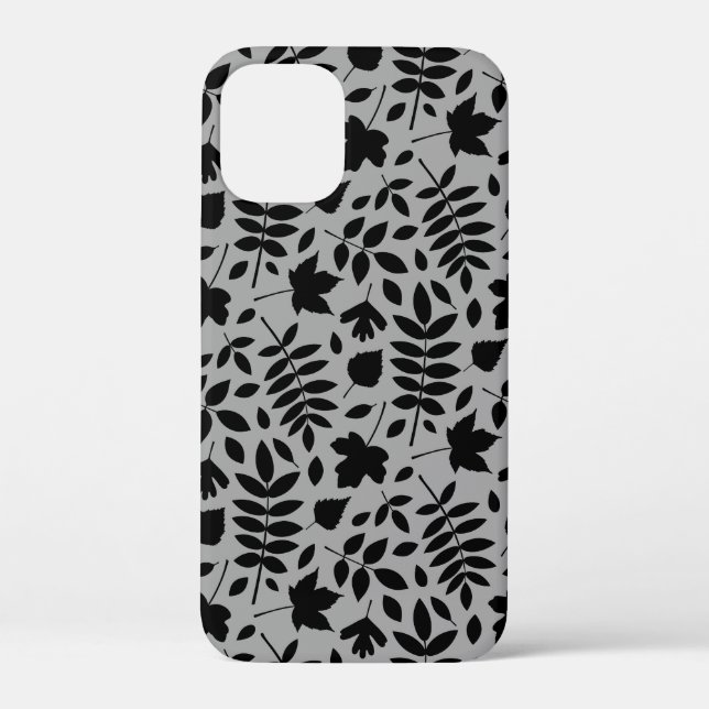Funda De Case-Mate Para iPhone Patrón de hojas caídas negro sobre gris (Reverso )