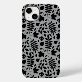 Funda Para iPhone 14 Plus De Case-Mate Patrón de hojas caídas negro sobre gris