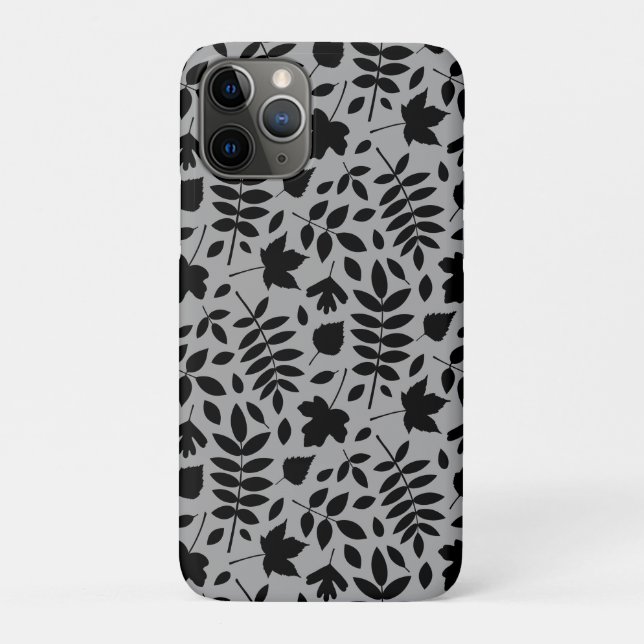Funda De Case-Mate Para iPhone Patrón de hojas caídas negro sobre gris (Reverso)