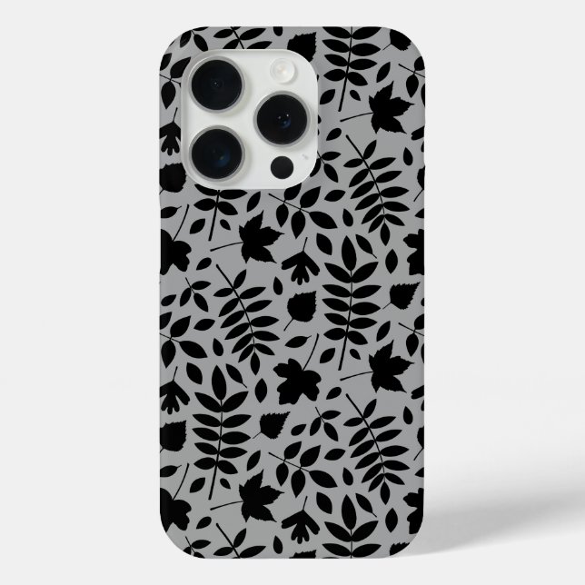 Funda De Case-Mate Para iPhone Patrón de hojas caídas negro sobre gris (Reverso )