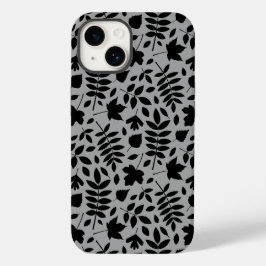 Funda Para iPhone 14 De Case-Mate Patrón de hojas caídas negro sobre gris