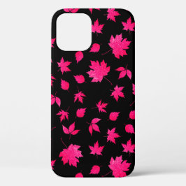 Funda Para iPhone 12 Pro Patrón de hojas de arce Purpurina rosa de Moda mod