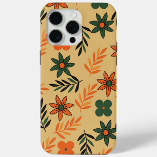 Funda Para iPhone 15 Pro Max Patrón de hojas de flores florales retro vintage 7