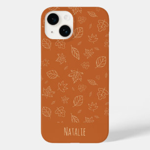 Funda Para iPhone 14 De Case-Mate Patrón de Hojas de Otoño Marrón Terroso