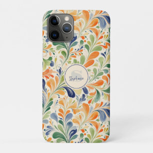Funda Para iPhone 11 Pro Patrón de hojas de paisley coloridas de inspiració