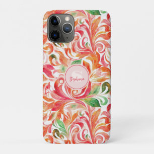 Funda Para iPhone 11 Pro Patrón de hojas de paisley coloridas de inspiració