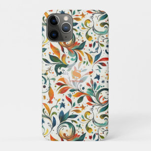 Funda Para iPhone 11 Pro Patrón de hojas de paisley coloridas de inspiració