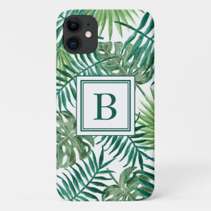 Funda Para iPhone 11 Patrón de hojas de palma de jungla tropical monogr