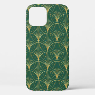 Funda Para iPhone 12 Patrón de hojas de palma sobre fondo verde - art 