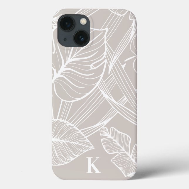 Funda De Case-Mate Para iPhone Patrón de hojas de palma tropical beige (Reverso)