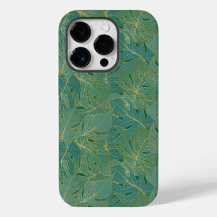 Funda Para iPhone 14 Pro De Case-Mate Patrón de hojas de palma verdes y doradas