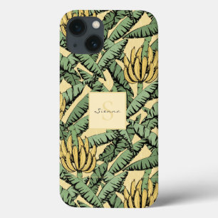 Funda Para iPhone 13 Patrón de hojas de plátano tropical amarillo moda