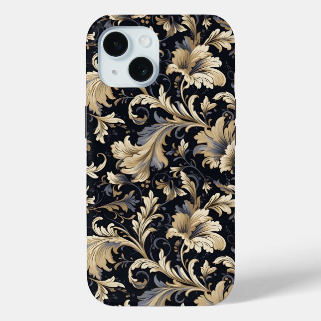 Funda De Case-Mate Para iPhone Patrón de hojas doradas (Reverso )