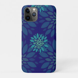 Funda Para iPhone 11 Pro Patrón de hojas florales azul y verde moderno de l