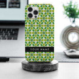 Funda Para iPhone 15 Pro Max Patrón de hojas, hojas verdes, nombre
