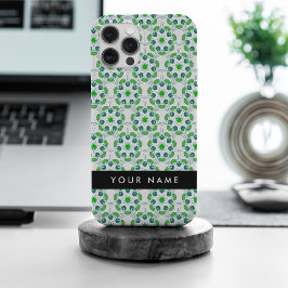 Funda Para iPhone 15 Pro Max Patrón de hojas, hojas verdes, nombre