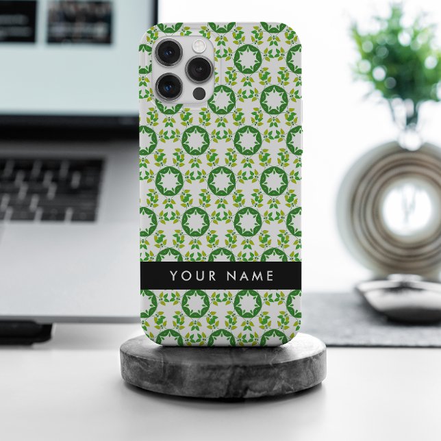 Funda De Case-Mate Para iPhone Patrón de hojas, hojas verdes, nombre (Subido por el creador)